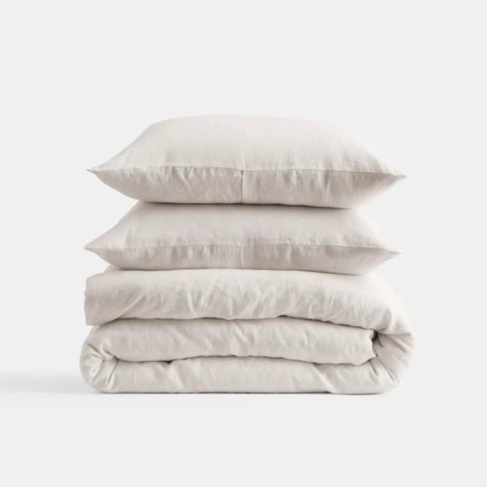 Quince Full/Queen European Linen Duvet Cover Set with 2 Shams